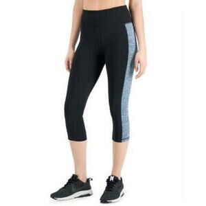 Ideology Women's Colorblocked Capri Leggings XS black/ pac teal